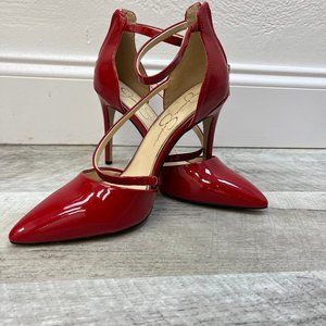 Jessica Simpson, Hot Reed Heel with a sexy zipper on back of shoe,  size 9